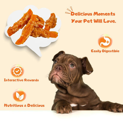 Chicken & Sweet Potato Jerky Wraps, Grain-Free Dog Snacks for Small Large Dogs, 10.6 oz - Petpuro