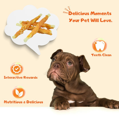 Chicken Wrapped Rawhide Hide Twists Sticks Dogs Treats, Suitable for Puppy and Small Dogs Training Chew Snacks,10.6 oz