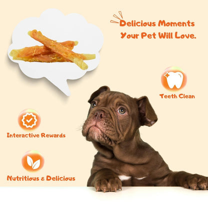 Chicken Wrapped Rawhide Sticks, Long-Lasting Dog Chew Treats for Puppy and Small Dogs, 10.6oz - Petpuro