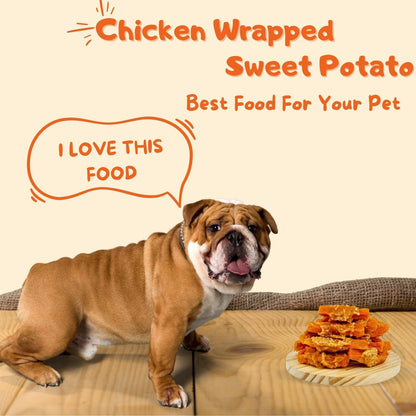 Chicken & Sweet Potato Jerky Wraps, Grain-Free Dog Snacks for Small Large Dogs, 10.6 oz - Petpuro