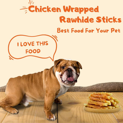 Chicken Wrapped Rawhide Sticks, Long-Lasting Dog Chew Treats for Puppy and Small Dogs, 10.6oz - Petpuro