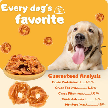 Chicken Jerky Rings Dog Treats, Dog Chewy Snacks Help Hip & Joint Health for Dogs, 10.6 oz - Petpuro