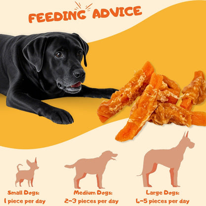 Chicken & Sweet Potato Jerky Wraps, Grain-Free Dog Snacks for Small Large Dogs, 10.6 oz - Petpuro